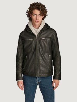 Men’s Nico Hooded Black Racer Jacket