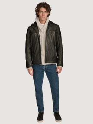 Men’s Nico Hooded Black Racer Jacket