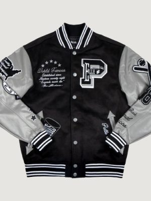 Men’s Pelle Pelle World Famous Black Wool and Leather Varsity Jacket