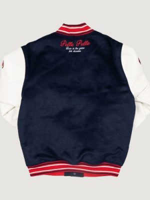 Men’s Pelle Pelle World Famous Navy Wool and Leather Varsity Jacket