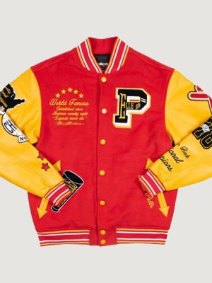 Men’s Pelle Pelle World Famous Red Wool and Leather Varsity Jacket