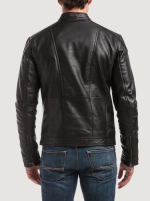 Men’s Premium Black Cafe Racer Leather Jacket