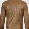 Men’s Real Leather Camel Brown Trucker Jacket - Image 2