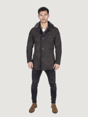 Men’s Real Sheepskin Coat Brown Vintage Classic