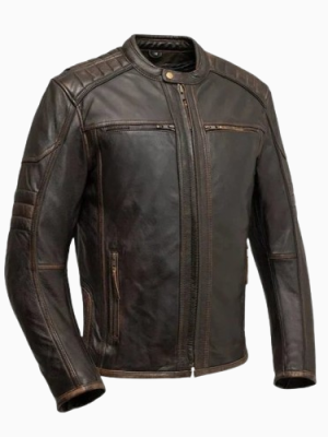 Men’s Rider Club Leather Brown Motorcycle Jacket