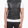 Men’s Roland Black Leather Biker Vest - Image 2