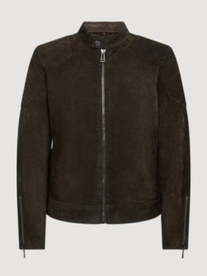 Men’s Roughout Suede Outlaw Jacket in Dark Major Brown