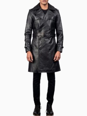 Men’s Royson Black Leather Duster Coat