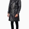 Men’s Royson Black Leather Duster Coat - Image 2