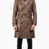 Men’s Royson Brown Leather Duster Coat
