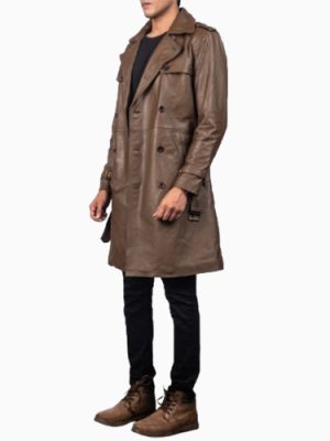 Men’s Royson Brown Leather Duster Coat