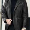 Men’s Rubbed Black Leather Blazer - Image 2