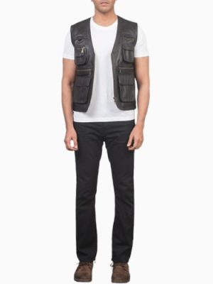 Men’s Safari Brown Leather Vest