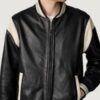 Men’s Sam Leather Black Varsity Jacket - Image 2