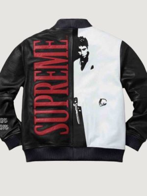 Men’s Scarface Tony Montana Black and White Leather Jacket