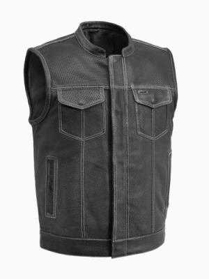 Men’s Sharp Shooter Perforated Motorcycle Leather Vest