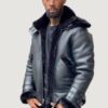 Men’s Shearling Black Aviator Double Collar - Image 2