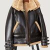 Men’s Shearling Black Coat B3 Bomber Jacket Short Fur Coat Fashion Motorcycle Jacket