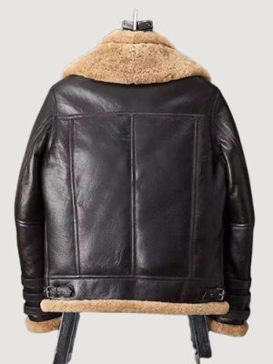 Men’s Shearling Black Coat B3 Bomber Jacket Short Fur Coat Fashion Motorcycle Jacket