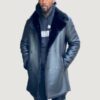 Men’s Shearling- Black 3/4 Peacoat Style - Image 2