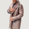 Men’s Shearling- Brown 3/4 Peacoat Style - Image 2