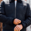 Men’s Shearling Leather Black Bomber Jacket