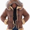 Men’s Shearling Sheepskin Aviator Brown Jacket- B3 With Toggles Style - Image 2