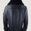 Men’s Shearling Sheepskin Coat Zipped Flying Jacket Black Winter Warm Fur - Image 2