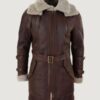 Men’s Shearling Sheepskin Long Brown Jacket