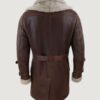 Men’s Shearling Sheepskin Long Brown Jacket - Image 2