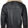 Men’s Sheepskin Flight Shearling Fur Black Bomber Leather Jacket - Image 2