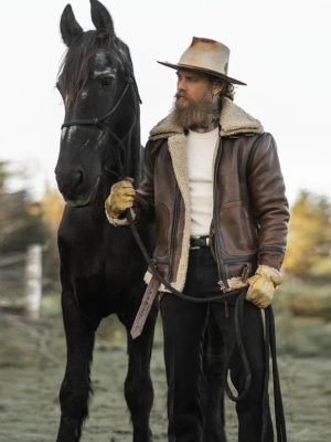 Men’s Sheepskin Flying Fur Aviator Brown Shearling Leather Jacket