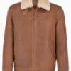 Men’s Sheepskin Pilot Flight RAF Bomber Brown Leather Jacket