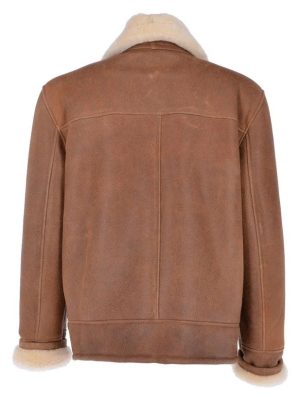 Men’s Sheepskin Pilot Flight RAF Bomber Brown Leather Jacket