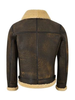 Men’s Sheepskin RAF Aviator Airforce Bomber Shearling Brown Leather Jacket