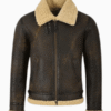 Men’s Sheepskin RAF Aviator Airforce Bomber Shearling Brown Leather Jacket