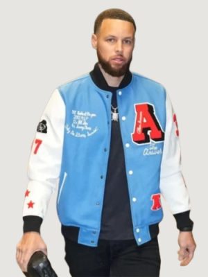 Men’s Stephen Curry Allen Iverson Blue Jacket