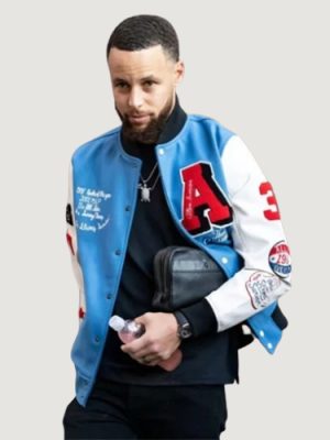 Men’s Stephen Curry Allen Iverson Blue Jacket