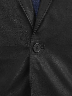 Men’s Stretch Black Leather Blazer