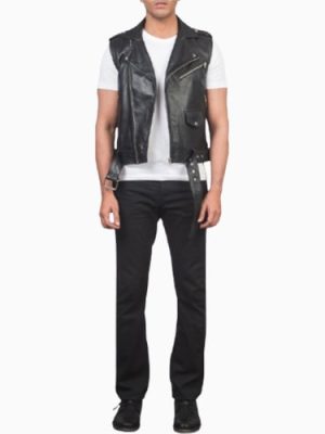 Men’s Sullivan Black Leather Biker Vest