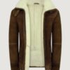 Men’s Tan Brown Shearling Sheepskin Jacket - Image 2