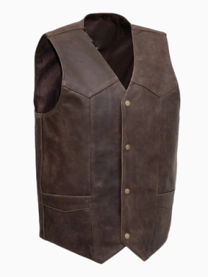 Men’s Texan Brown Motorcycle Western Style Leather Vest