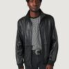 Men’s Thomas Bomber Black Leather Jacket
