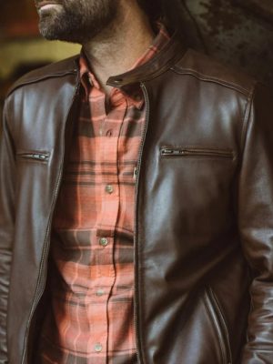 Men’s Thompson Brown Leather Moto Jacket