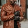 Men’s Thompson Whiskey Brown Leather Moto Jacket