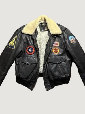 Men’s Top Gun F-14 Tomcat Pilot Black Leather Jacket
