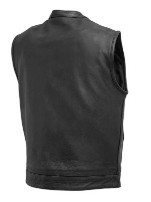 Men’s Top Rocker Motorcycle Black Leather Vest