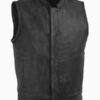 Men’s Top Rocker Motorcycle Black Leather Vest