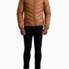 Men’s Travis Tan Brown Leather Puffer Jacket