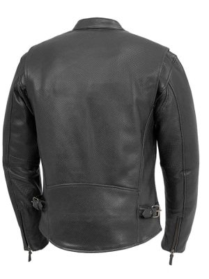 Men’s Turbine Motorcycle Perforated Black Leather Jacket